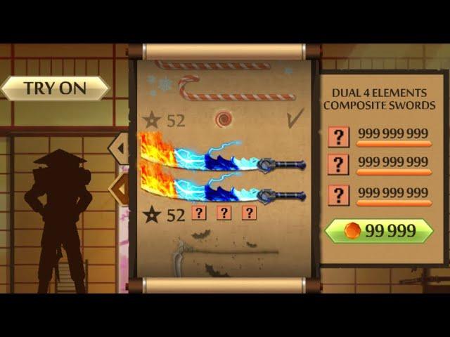 Shadow Fight 2 The Most Powerful Dual 4 Elements Composite Swords