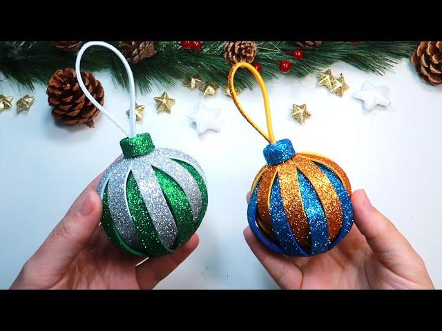 Diy Bolas de Navidad de foamiran o goma Eva, decoración navideña para el árbol, manualidad fácil  