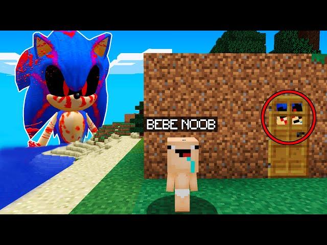 BEBÉ NOOB vs SONIC.EXE en Minecraft  ENTIDAD SONIC en MINECRAFT TROLL + ROLEPLAY