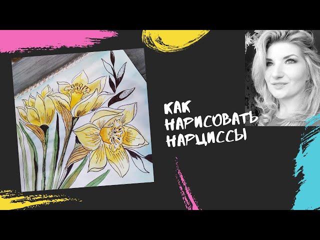 Как нарисовать нарциссы акварелью // скетчбук