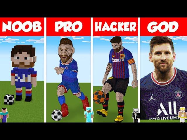 Minecraft REAL LIFE MESSI PSG STATUE HOUSE BUILD - NOOB vs PRO vs HACKER vs GOD / Animation