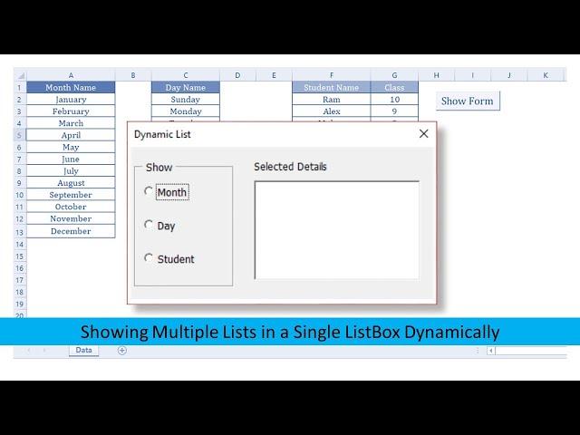 Showing Multiple Lists in a Single ListBox Dynamically - VBA Tutorial