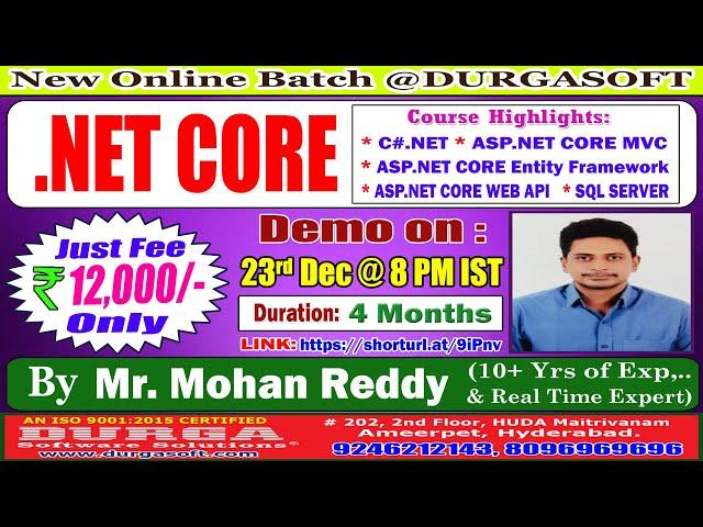 .NET CORE Online Training @ DURGASOFT