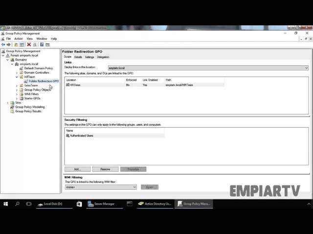 Configure Folder Redirection Group Policy in Windows Server 2016