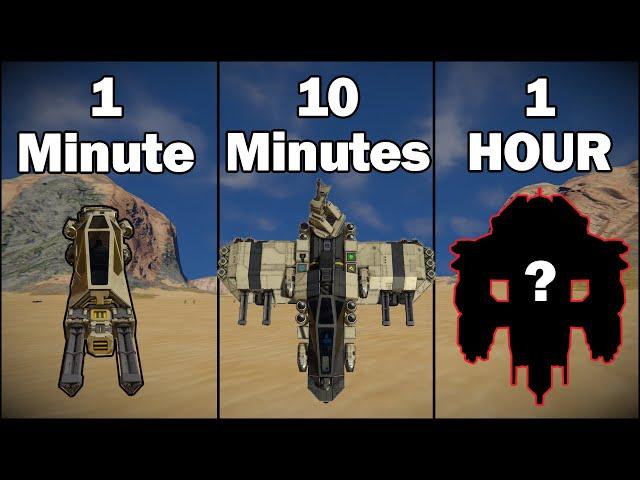 Building an FIGHTER SHIP in 1 Minute, 10 Minutes, and 1 Hour! - Space Engineers Challenge