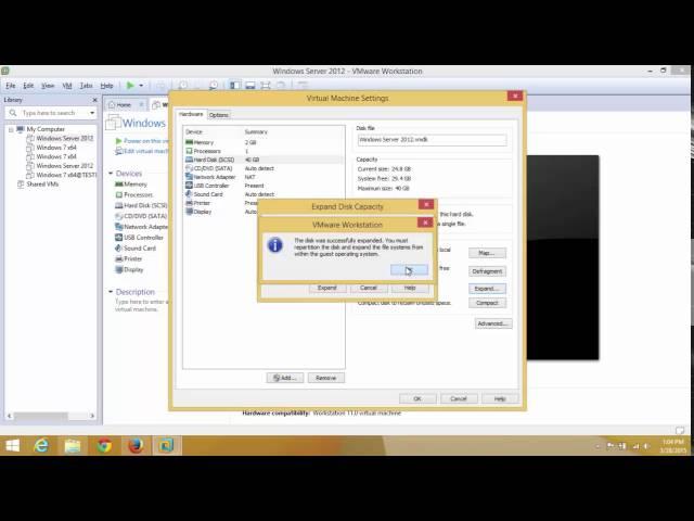 how to increase virtual hard disk file size in vmware workstation
