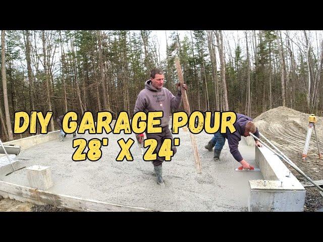 How To Pour A 28' X 24' Garage Concrete Floor for DIY's and Beginners