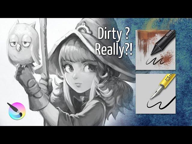 Krita brushes: dirty presets and save your own presets.