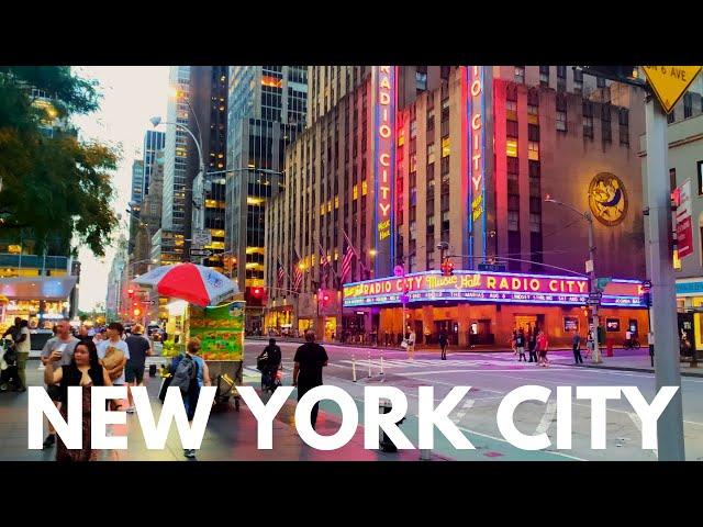 Walking Tour NYC|  Summer Evening Walk in Midtown Manhattan | Rockefeller Center | 5th Avenue【4K】