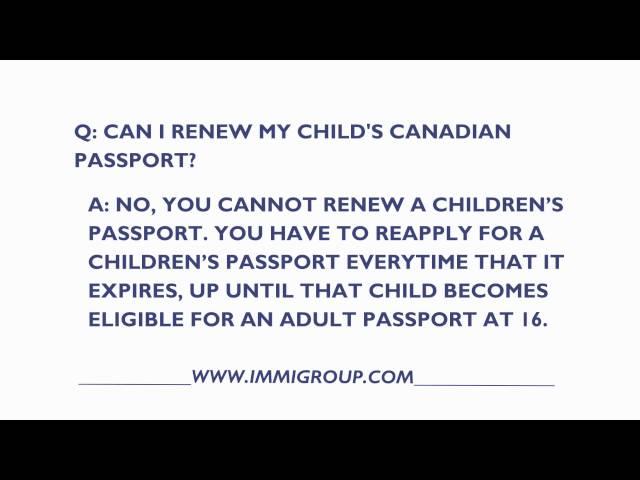 Can I Renew My Child's Canadian Passport?