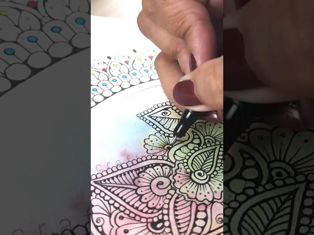 Doodle Mandala in Watercolor Background ️️ #art #mandala #drawing #doodle #watercolor