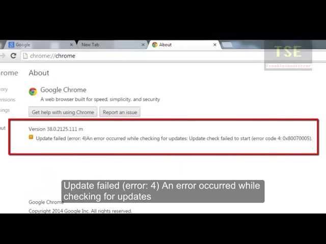 Update failed error code 4: 0x80070005 google chrome | Update failed (error: 4)