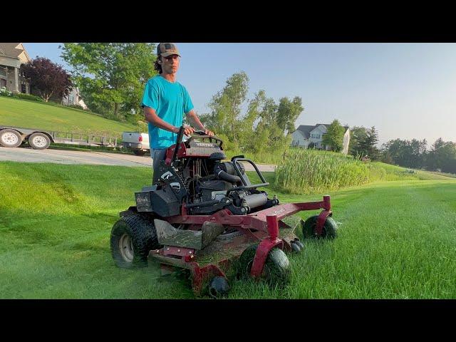 Mowing Vlog!! Cutting Wet Grass!