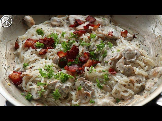 KETO RECIPE: Bacon & Mushroom Pasta