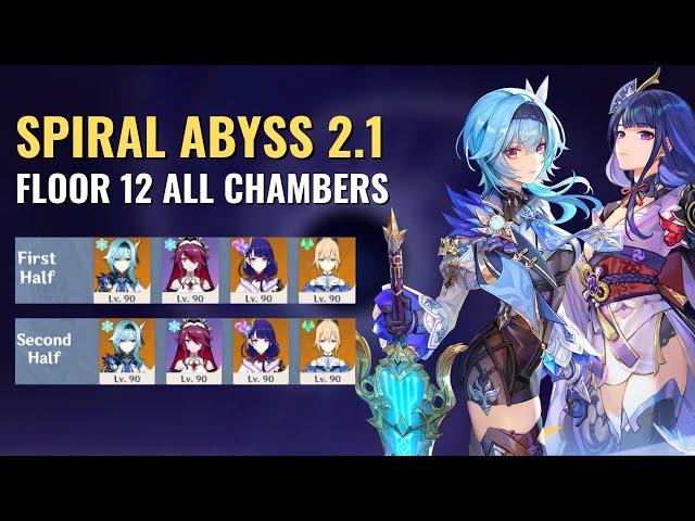 Spiral Abyss 2.1 | Eula & Raiden Shogun - Floor 12 All Chambers (9 Stars) | Genshin Impact