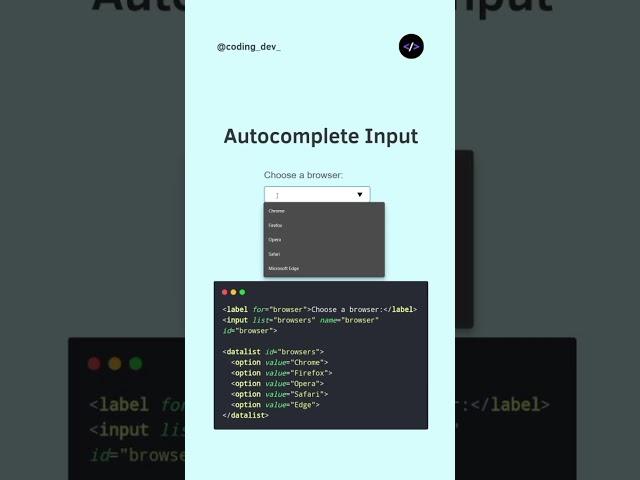 Autocomplete Input using Pure HTML 