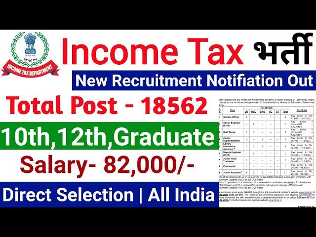 Income Tax New Vacancy 2025 | Income Tax Recruitment 2025 | Government Jobs January 2025