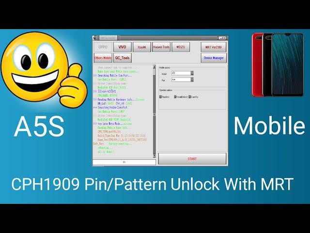 Oppo A5S(cph1909)pin/pattern unlock mrt crack