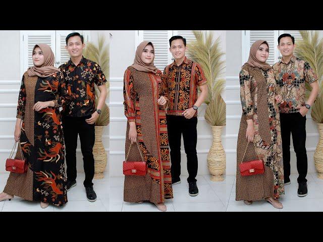 13 Model Baju Gamis Batik Couple Kombinasi Polos Terbaru untuk Suami Istri