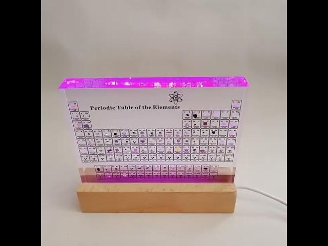 acrylic periodic table with wooden light base chri