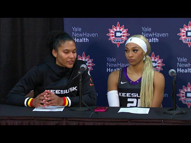 Alyssa Thomas, DeWanna Bonner, Dijonai Carrington Interview After Connecticut Sun Win vs Fever