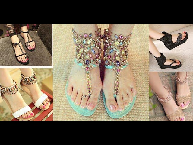 Awesome-Flat-Sandals -Summer-Wear-Sandals--New-Sandal-Designs-#sandals #shoes #pearls #heels