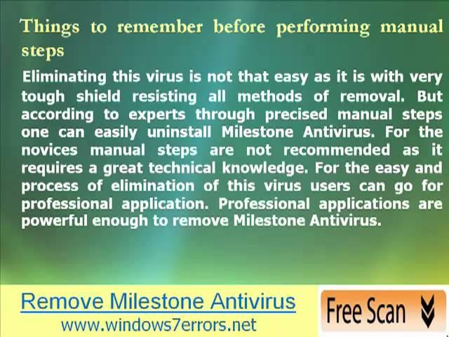 Remove Milestone Antivirus - remove it instantly