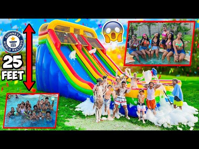 WE THREW THE KIDS THE BEST SUMMER MANSION POOL PARTY EVER & RENTED A 25 FEET WATER SLIDE!!