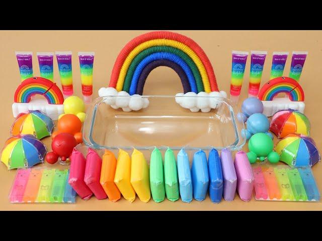 Mixing”Rainbow” Eyeshadow and Makeup,parts,glitter Into Slime!Satisfying Slime Video!ASMR
