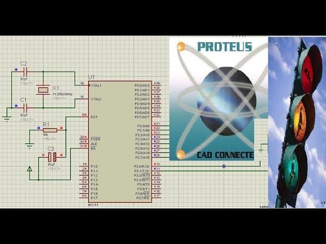 Proteus+8051,7 Segment Traffic light system + Assembly language