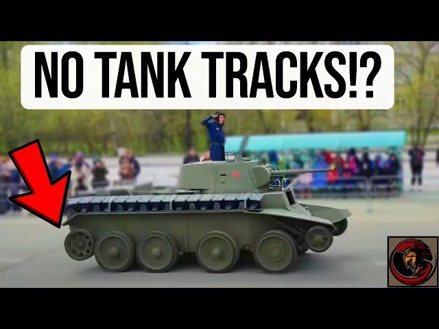 Military parade without tank tracks