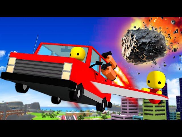 I Built a FLYING CAR to Escape an ASTEROID! (Wobbly Life)