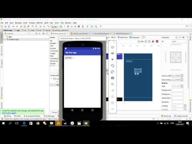 Android Studio Tutorial 00: Moving a button new version (debug)