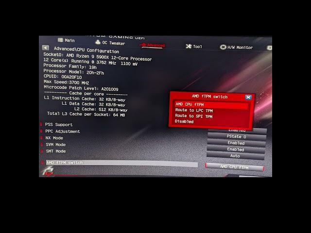 AMD CPU, TPM 2.0 and Windows 11 fix (Asrock BIOS)