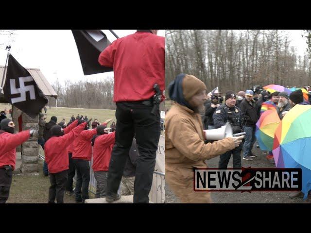 Anti-drag protesters including armed Nazis surround drag event in Wadsworth, Ohio, 2 arrested