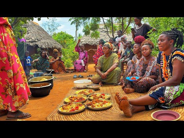 African Village life/Cooking village  food Smoked Lemon Herbs Fish,20Onions sauce with steamed rice