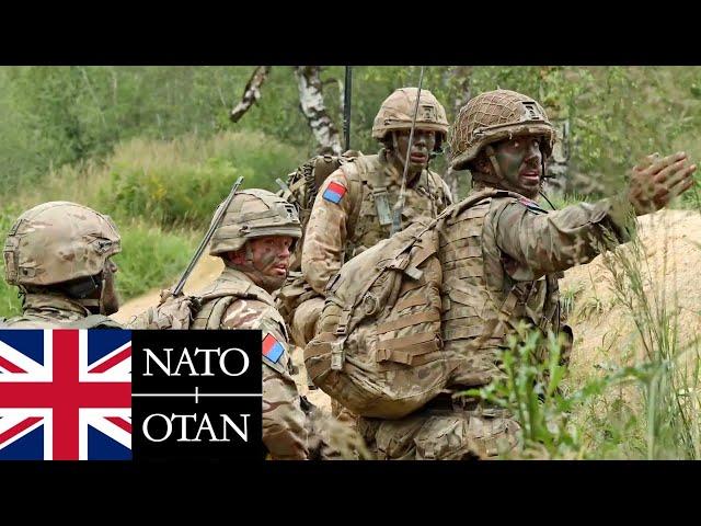 British Army, NATO. Soldiers during military exercises in Germany.