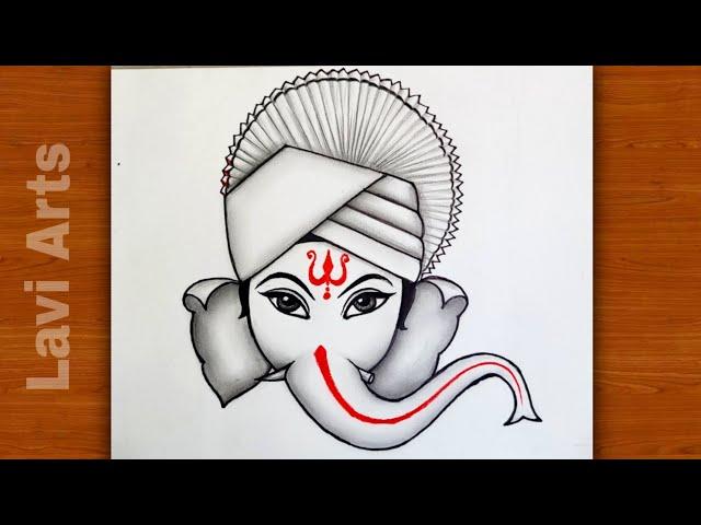 How to draw lord Ganesha Easy (Tutorial) | Vinayak drawing | Lavi Arts | Pencil Sketch