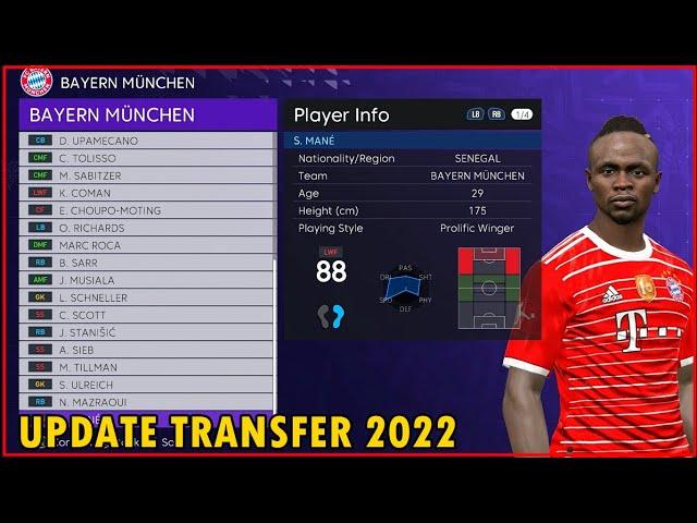 PES 2017 UPDATE TRANSFER OPTION FILE 2022 FOR ALL PATCH