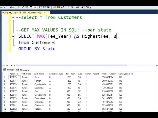 Maximum Value in SQL