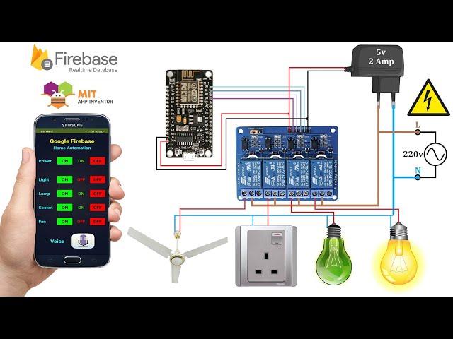 How to make IOT based Home Appliance Control using Firebase Server | MIT App Inventor Part:1