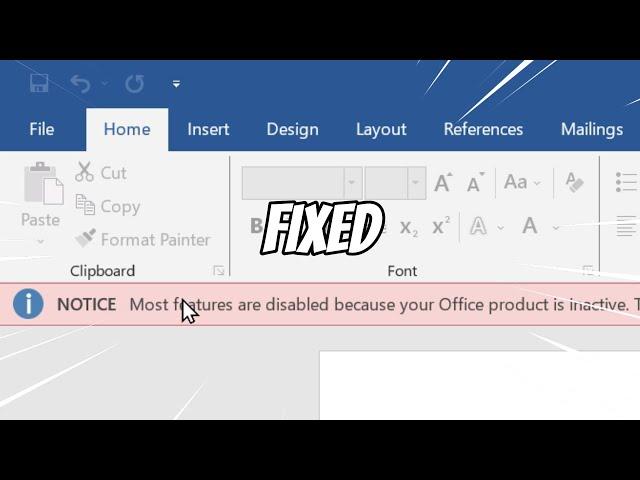 Notice - Most Features Are Disabled Becuase Your Office Product is Inactive (FIXED)