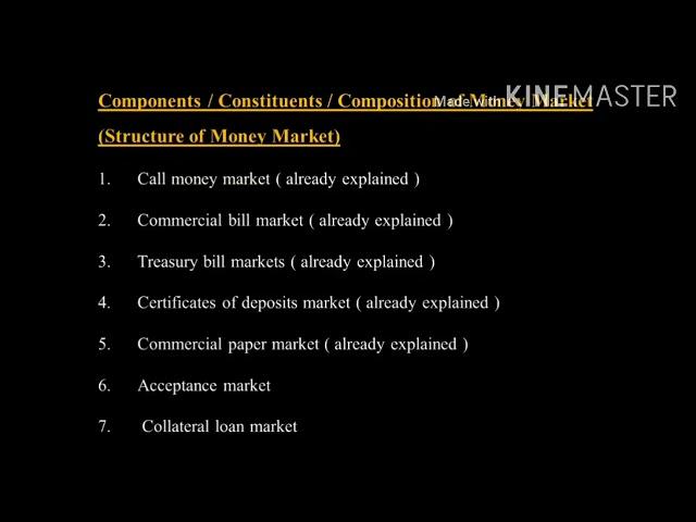 Composition /Structure of money market | IFS | V semester BBA