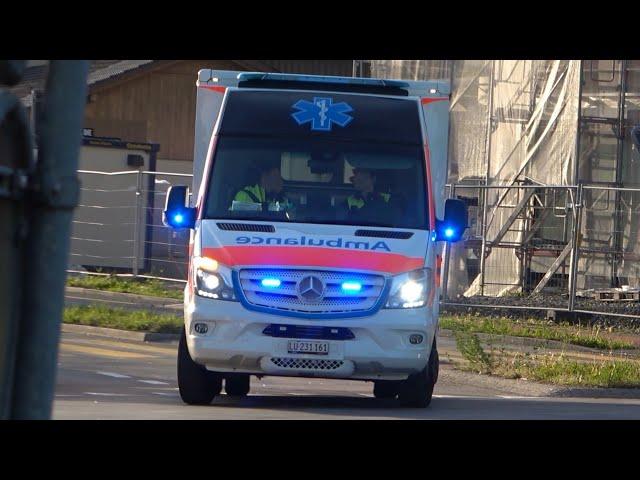 3 ambulances responding in Sursee (compilation)