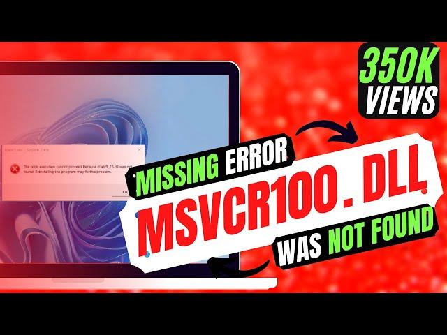 How To Fix MSVCR100.dll is Missing from computer Error  Windows 10/11/7  32/64Bit