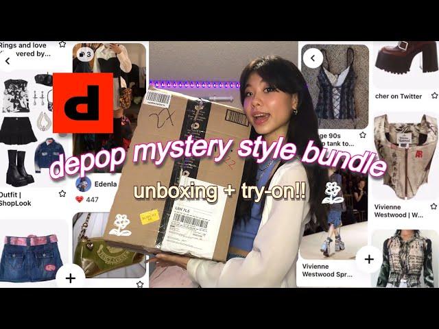 honest DEPOP mystery style bundle haul | unboxing + try-on!