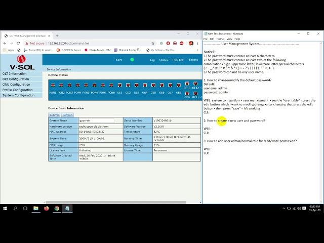 User Management System on VSOL OLT in WEB Mode