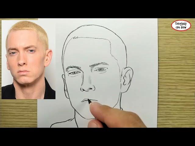 VERY EASY , How to draw eminem / learn drawing academy