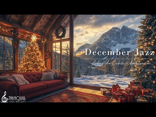 December Jazz In Lakeside | Cozy Café & Snowy Christmas Ambience | Tranquill Jazz For Positive Mo...