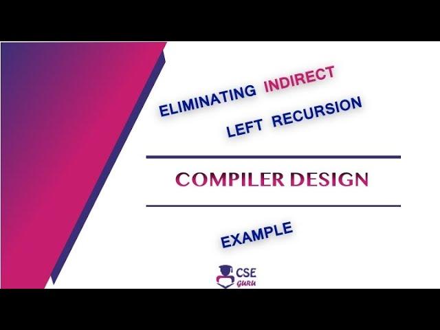 Eliminating Indirect Left Recursion- Example | Syntax Analyzer | Lec 34 | #Compiler Design